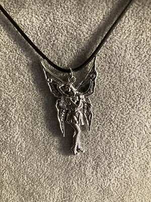 £1.99 • Buy Silver Coloured Fairy Pendant On A Black Cord Necklace 