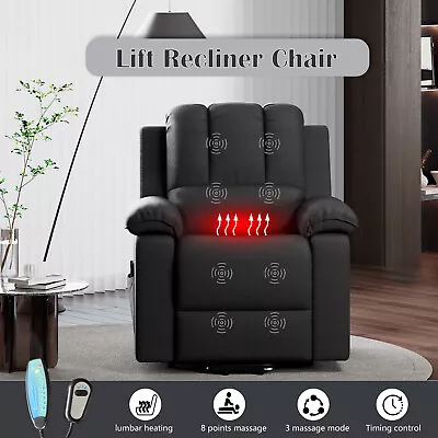 Electric Power Lift Sofa Elderly Remote Heated Vibration Massage Recliner Chair • $444.99