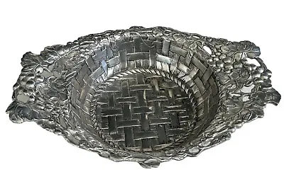 Vintage Arthur Court Serving Bowl Dish Basket Weave Grapes Leaves Aluminum • $19.99