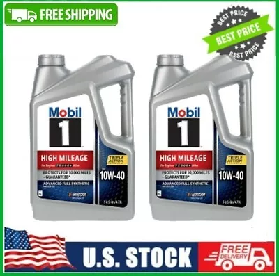 2 Pack Mobil 1 High Mileage Full Synthetic Motor Oil 10W-40 5 Quart • $48.34