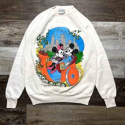 Vintage Disney Mickey Minnie Mouse 90s Carriage White 80s Ragland Style Sweater • $129.99