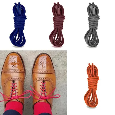 Coloured Round Thin Waxed Shoelaces 70cm 90cm X 2.5mm Wide Leather Shoes & Boots • £3.49