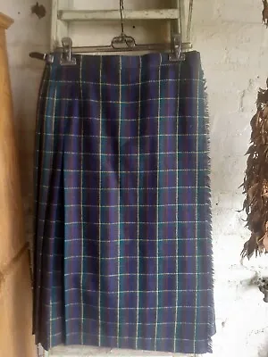 Murray Brothers Wool Ladies Green & Blue Tartan Kilt Skirt Size 18 • £34.95