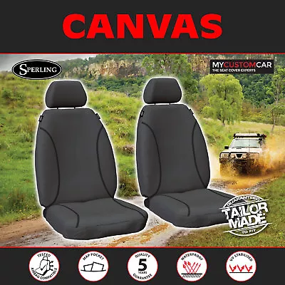 Nissan Navara D23 NP300 King Cab 2015-On Canvas Grey Custom FRONT Seat Covers • $239