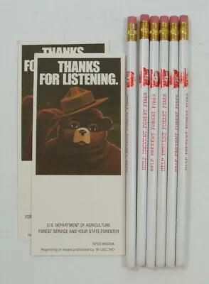 New! Vintage Smokey The Bear Pencils / Thanks For Listening Bookmarks • $25