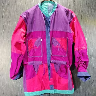 Colorblock Patchwork Jacket Belted Reversible Pink/Purple • $26.99