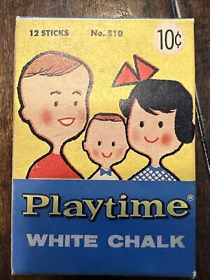 Vintage Playtime White Chalk No. 510 Binney & Smith 10¢ Box 12 Sticks • $4.50