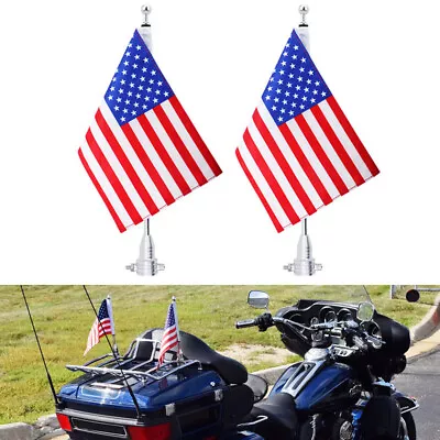 Motorcycle Bike American Flag Pole Rear Luggage Rack Mount Adjustable For Harley • $28.59