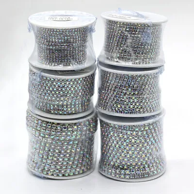 10 Yard Silver & Gold Glass Rhinestone Close Ribbon Chain Trim Sewing Craft DIY • $9.99