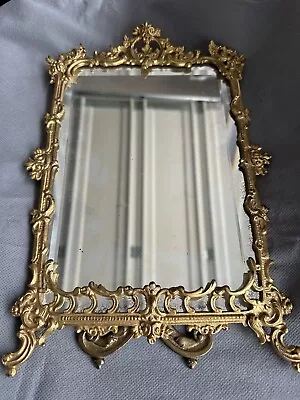 Antique Brass Victorian Mirror Easel Frame • $26