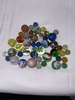 Vintage Marbles Various Sizes Colors LOT Collection 47 Pieces • $10