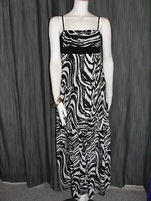 New S-TWELVE Tiered Ruffle Black White Maxi Dress Womens Size SMALL • $11.95