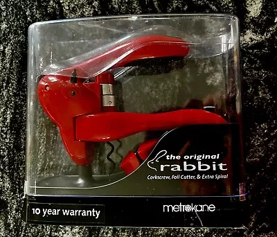 Rabbit Original Lever Corkscrew Wine Opener - RED - New In Box • $9.99