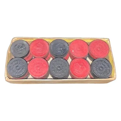 30 Wood Checkers Game Pieces Vintage 15 Red 15 Black • $60