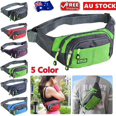 $4.69 • Buy Mens Waterproof Running Belt Bum Waist Pouch Fanny Pack Camping Sport Hiking Bag