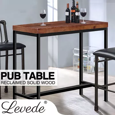 Levede High Bar Table Vintage Industrial Solid Wood Kitchen Cafe Desk 120X50CM • $209.99