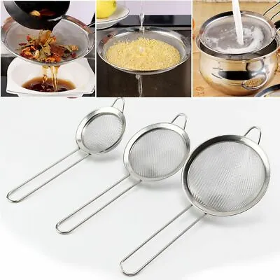 Stainless Steel Fine Mesh Oil Strainer Flour Colander Sifter Sieve Kitchen Tool • $5.29