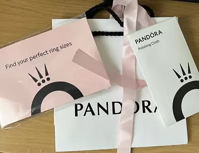 Genuine 2 In 1 Pandora Jewellery Charm Double Sided Polishing Cloth+ Ring Sizer • £11.99