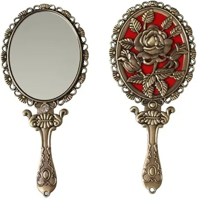 SEHAMANO Vintage Hand Mirror With Embossed Rose On The Back Handheld  • $22.31