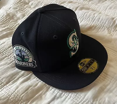 New Era 59Fifty Silky Pink UV Seattle Mariners 30th Anniversary Patch Hat Navy • $14.99