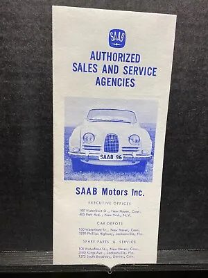 Original Car Dealership Brochure Vintage Saab Authorized Sale & Servic Agencies • $6