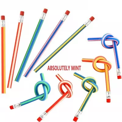 20 X Soft Flexible Bendy Pencils Smile Erasers Magic Bend Kids Children School • £3.99