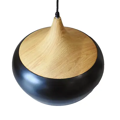 Scandinavian Wood Effect Pendant Ceiling Light Lamp Large • £45