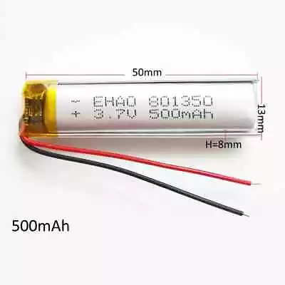 1x3.7V 500mAh 801350 Lithium Polymer LiPo Battery Rechargeable For Mp3 Gps Dvd • £9.99