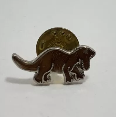 Vintage Silver Tone Enamel Dino Dinosaur Pin Lapel Brooch • $12.99