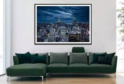 Manhattan New York City At Night Print Premium Poster High Quality Choose Sizes • $15.48