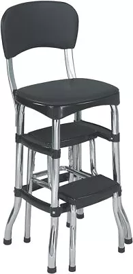 Cosco Stylaire Black Retro Counter Height Chair With Step Stool Sliding Steps • $110.20