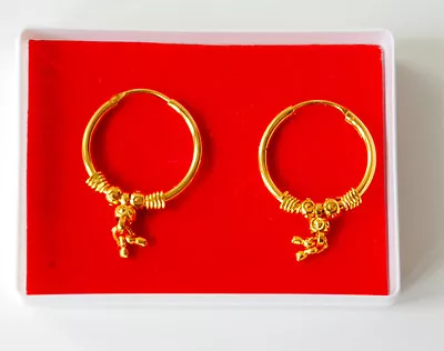 Real Looking 22 Ct Gold Plated EARRINGS - Indian Arabic Ethnic Style  H22 W-2cm • £9.99