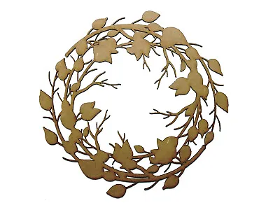 Wooden MDF Leaf Branch Wreath Craft Shape Laser Cut Embellishment Decoration • £3.29