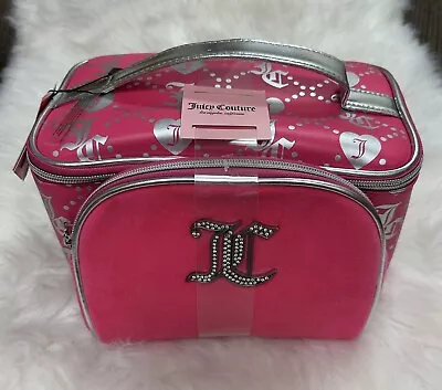 Juicy Couture Travel Makeup Vanity Bag And Pouch Pink Silver Rhinestones New • $44.99