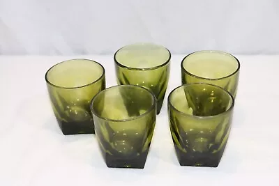 Atlas Glasses Green On The Rocks Vintage Excellent Set Of 5 Drinking Bar Wares • $25