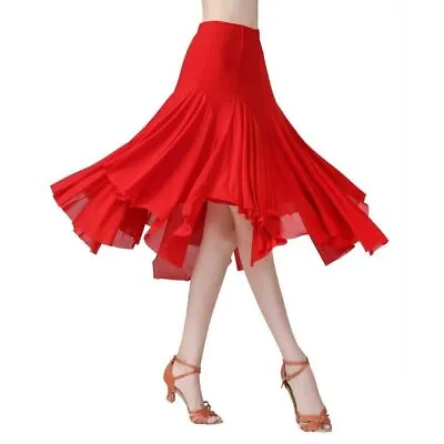 Mesh MidLong Latin Dance Skirt Women Comfory Soft Ballroom Dance Waltz Dancewear • $35.90