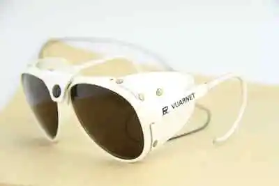 500$ Vuarnet 430 Glacier Sunglasses White Cable Hook PX5000 Mineral Brown Lens • $127.20