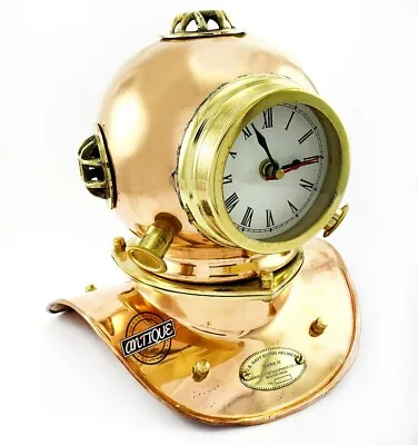 Vintage Unique Shelf Clocks Dive Scuba Helmet Copper Polish Mantel Antique Clock • $53.95