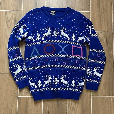$32 • Buy NUMSKULL Playstation Christmas Sweater Men's SIZE SMALL Blue Ugly Pullover