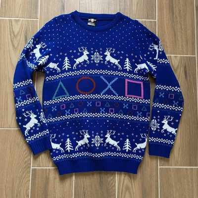 $32 • Buy NUMSKULL Playstation Christmas Sweater Men's SIZE SMALL Blue Ugly Pullover