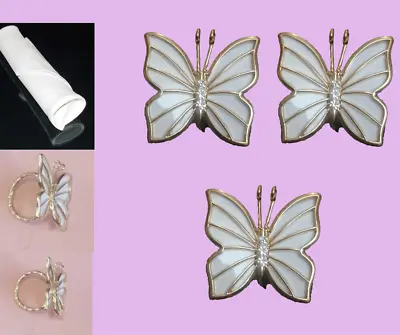 £7.99 • Buy Set Of 4 Metal Butterfly Napkin Rings White Silver Gold Party Event Tableware