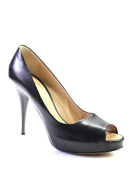 Giuseppe Zanotti Design Womens Leather Peep Toe Stiletto Heels Black Size 9.5 • $76.87