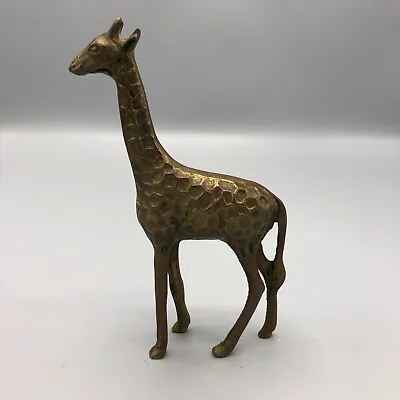 Giraffe Figurine Brass MCM Paperweight Decor Vintage 6  Tall • $14.95