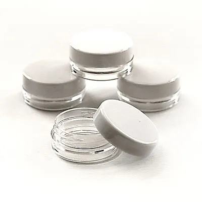 100 X 3ml PLASTIC SAMPLE POTS/JARS BEST QUALITY Glitter/Cosmetic/Cream Jgw100 • £22.39