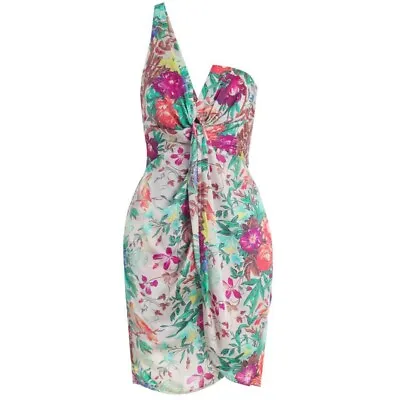 ZIMMERMANN 'Valiant' One Shoulder Draped Floral Silk Dress - Size 3 (Au 12 - 14) • $179.95