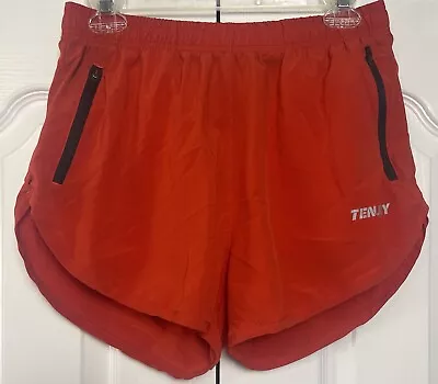TenJoy Mens 3 Inch Inseam Athletic Running Gym Shorts Red Orange Medium Lined • $16.99