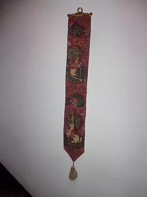 £29.99 • Buy Vintage Medieval Flemish Lined  Lion & Unicorntapestry Bell Pull  + Brass Hanger