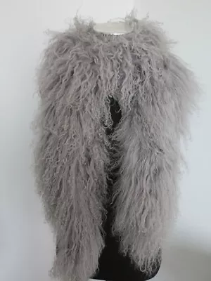 100% Real Mongolia Lamb Fur Scarf /fur Collar/ Fur Neck Wrap/ Women Gray Cape   • $42