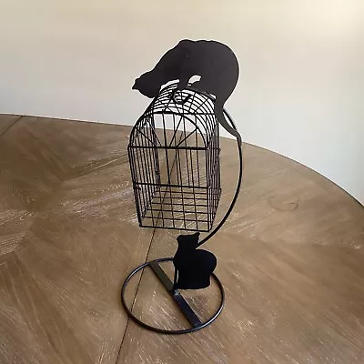 Metal Black Cat / Bird Cage Decor/Planter • $24.97