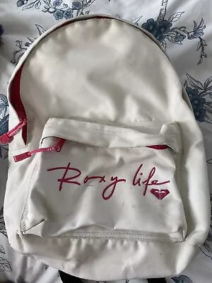 Vintage Y2K Roxy Quiksilver Mini Backpack White & Pink • £14